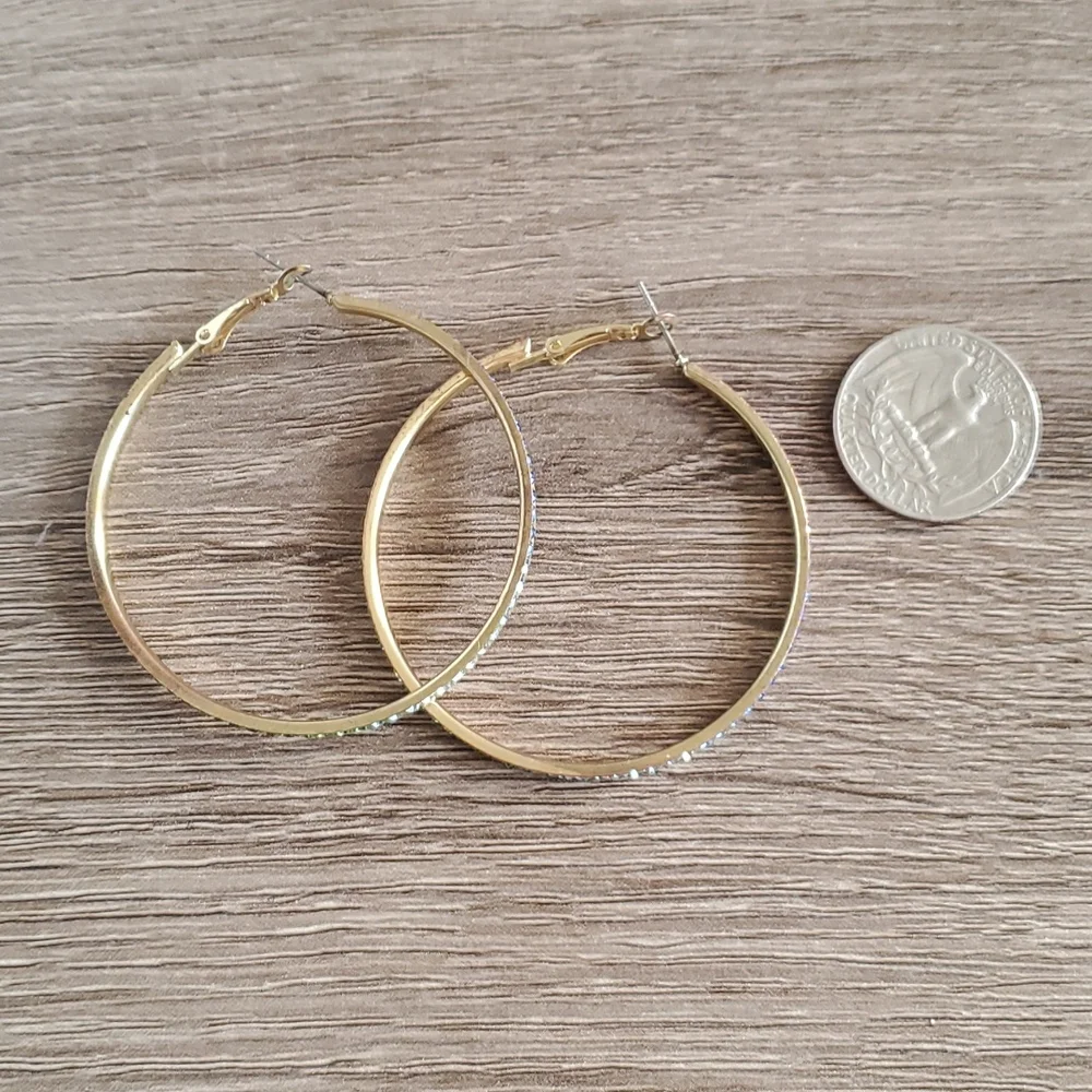 MULTI Color stone Hoop Earrings - Picture 2 of 2